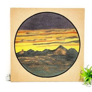 Vintage Sand Art / Sand Art Plaque / Native American Art / Desert Sand Art